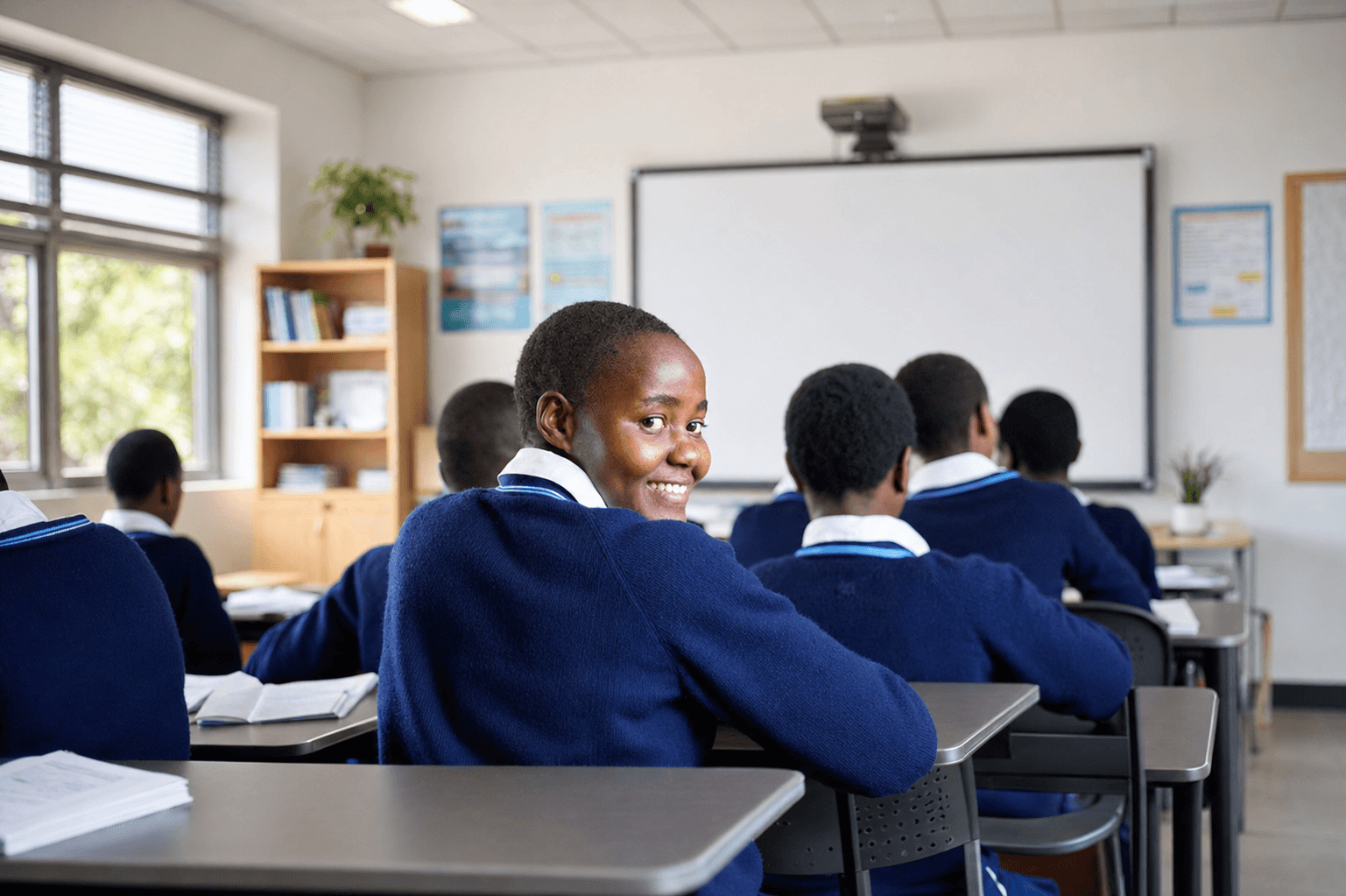 Secondary school students participating in a collaborative classroom activity